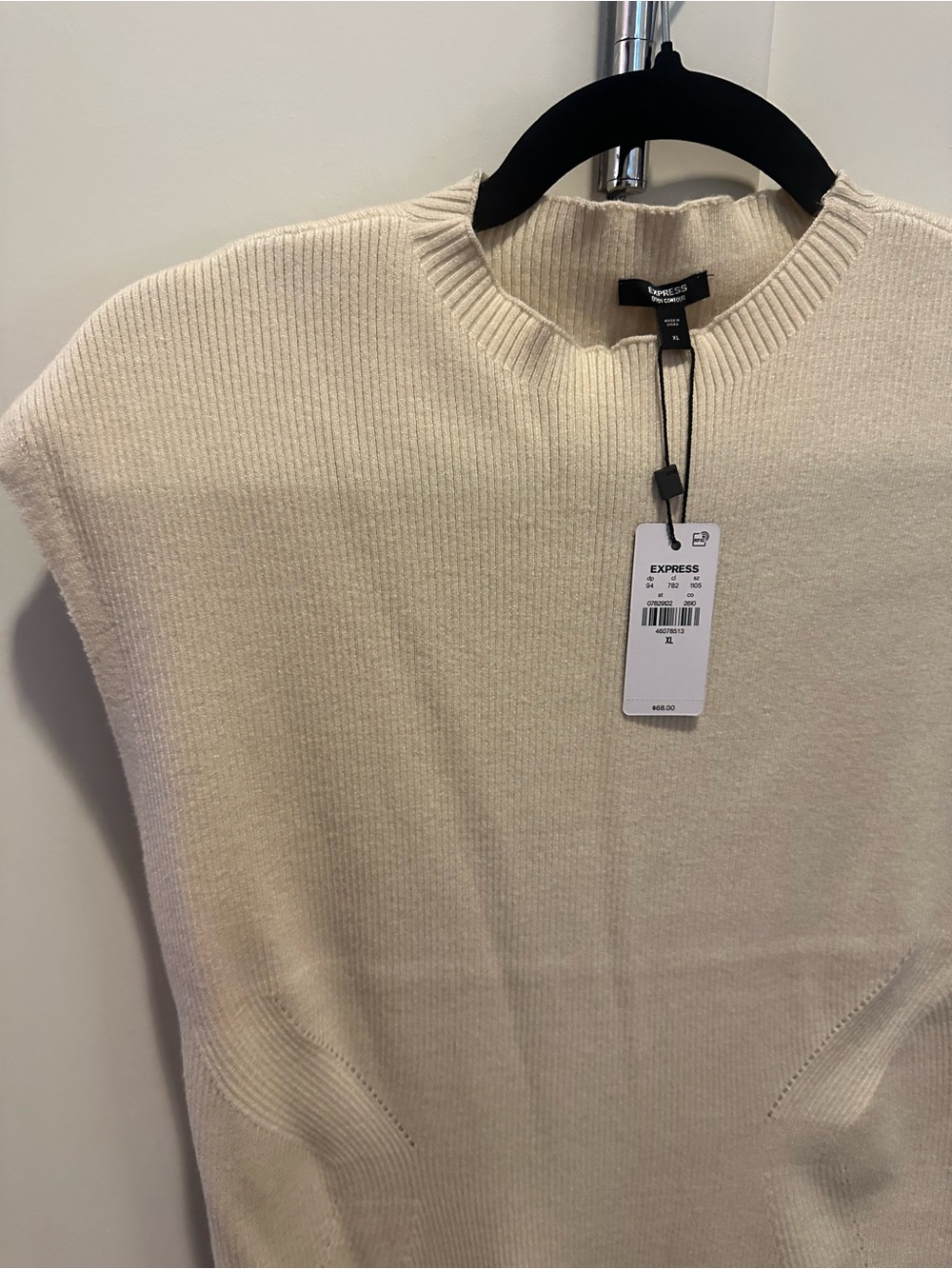 🆕 Express Cream Ribbed Knit Tank Dress - Picture 3 of 5
